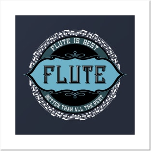 Flute Is Best White Music Note Circle Posters and Art